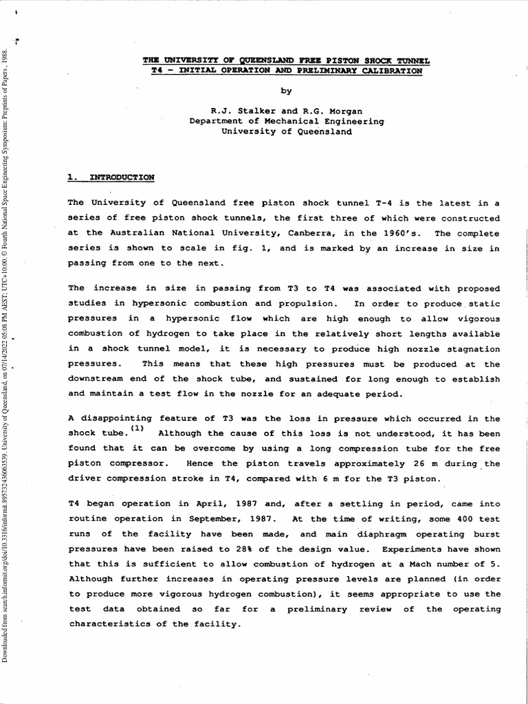 The University of Queensland Free Piston Shock Tunnel T4 Initial