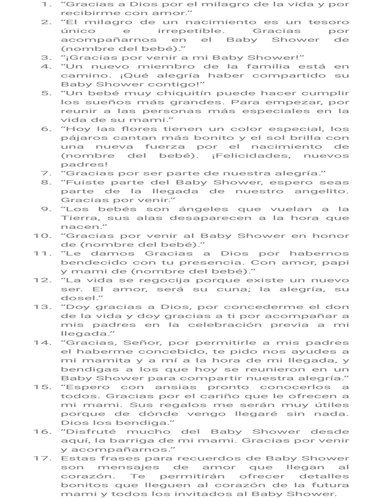 Frases para Recuerdos de Baby Shower - Nuestros H | PDF | Amor, image size:768x1024