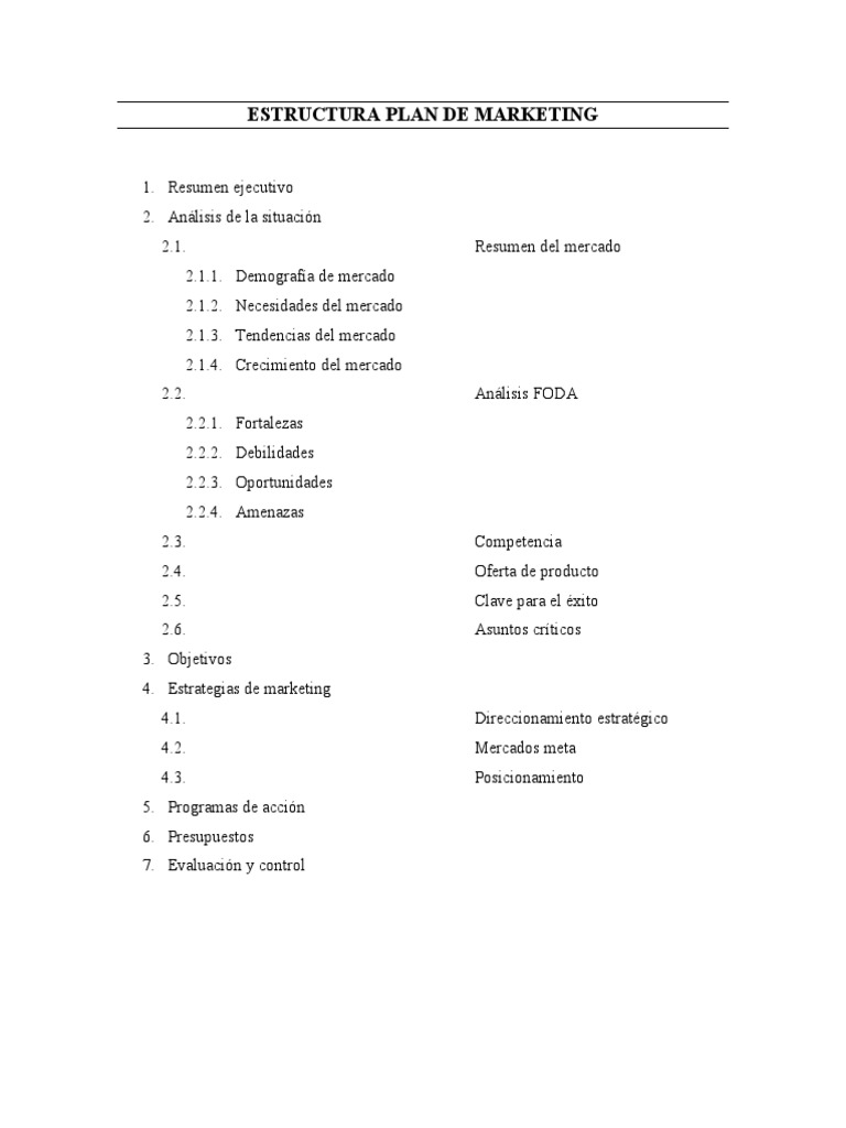Estructura Plan de Marketing | PDF