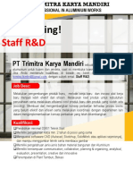 Job Vacant - R&D