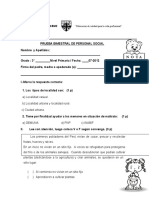 Educación de calidad para la vida profesional: Prueba bimestral de personal social del Colegio Santísima Cruz