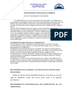 Insolvencia, Proceso de Reestructuracion de La Empresa.