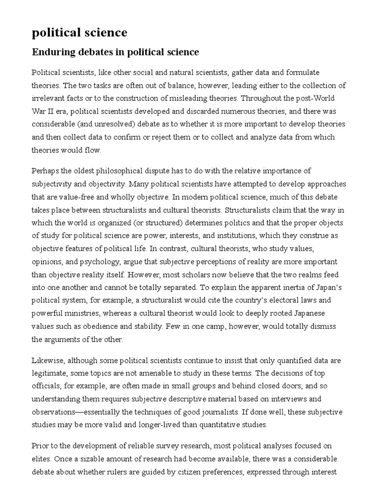 Debates in Political Science Theory | PDF | Political Science | Science