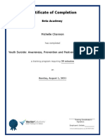 Mchannon - Certificate of Completion For Youth Suicide Awareness Prevention and Postvention Full Course