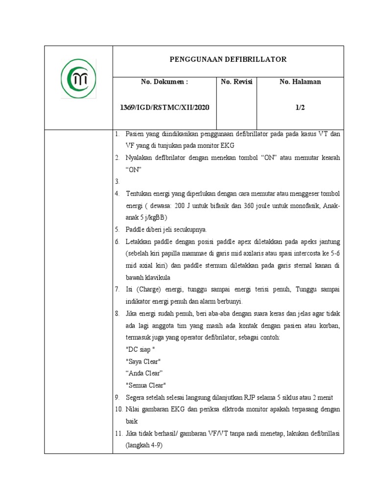 Penggunaan Defibrillator PDF