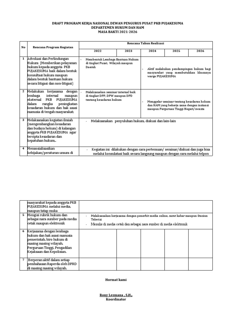 Program Kerja Departemen Hukum dan HAM | PDF | Ilmu Sosial