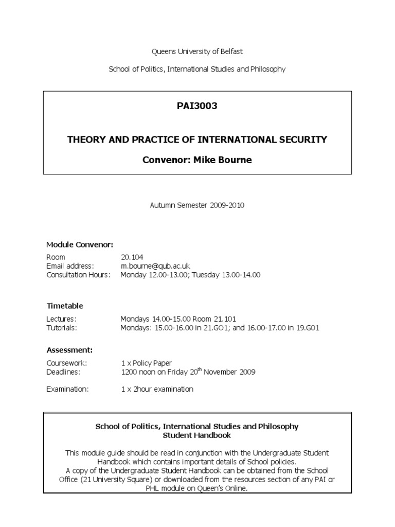 International Security Theory Module | PDF | Arms Control | Disarmament