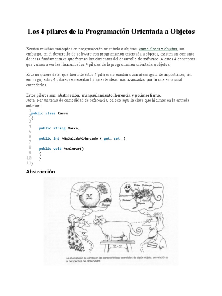 4 Pilares de la Programación Orientada a Objetos | PDF | Herencia ...