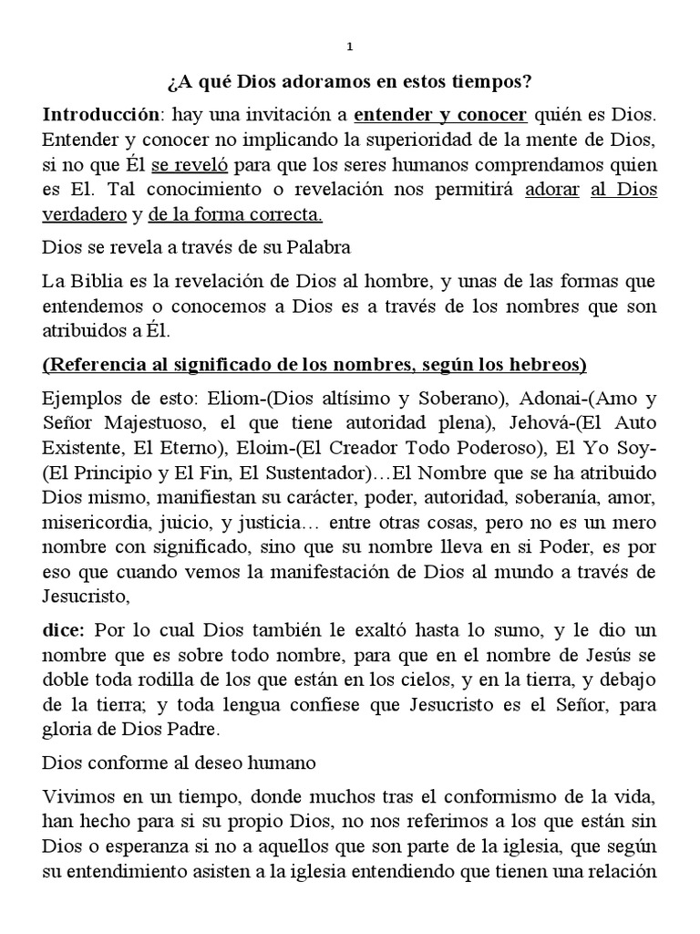 Adoración Verdadera: Conociendo a Dios | PDF | Dios | Amor