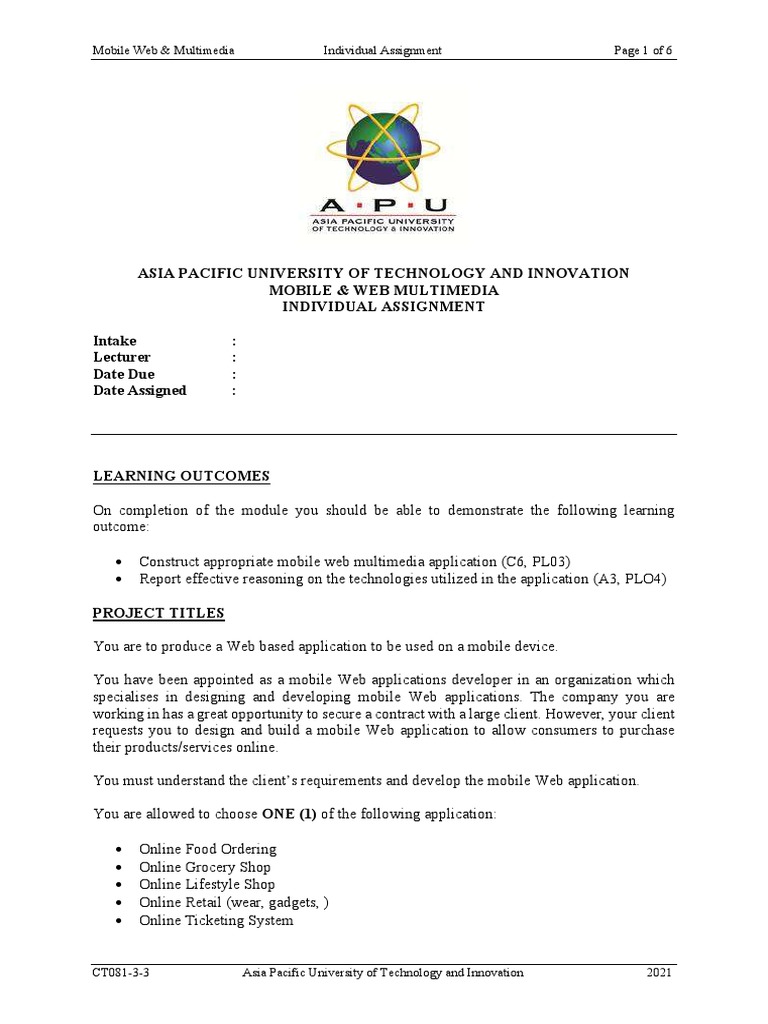 Mobile Web Multimedia Assignment Guide | PDF | World Wide Web ...