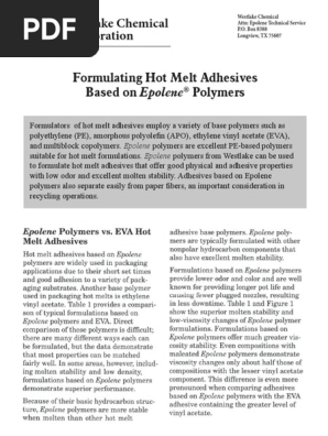 Epolene Polymers for Hot Melt Adhesives PDF