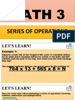 Math 3af - Series of Operations