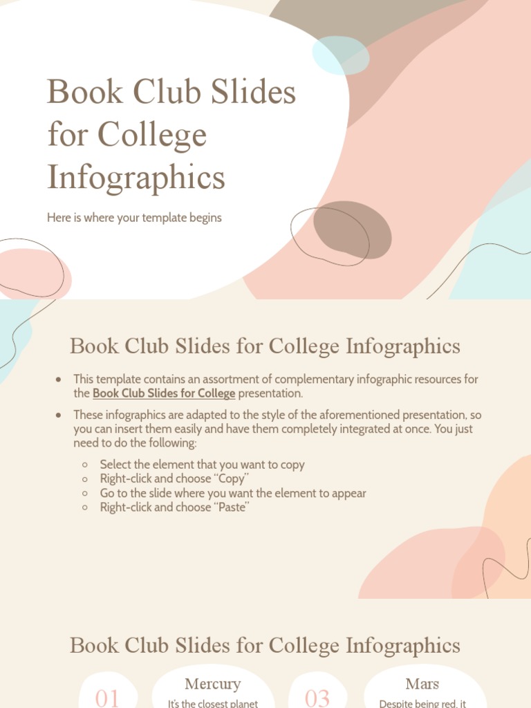 Book Club Slides For College Infographics by Slidesgo PDF