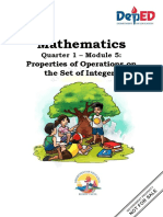 Mathematics: Properties of Operations On The Set of Integers