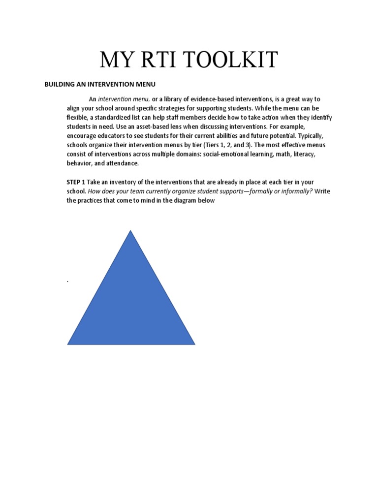 My Rti Toolkit: Building An Intervention Menu | PDF | Goal ...