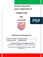 Computer Applications-II (19BML112B) : Laboratory Manual For