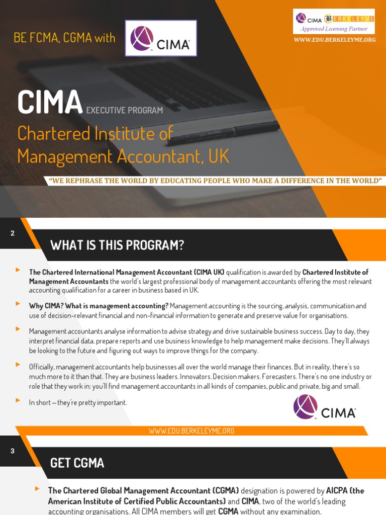 CIMA Executive Program Overview | PDF | Management Accounting | Business