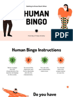 Orange Pink and Green Illustration Ice Breaker Class Activity Human Bingo Education Presentation