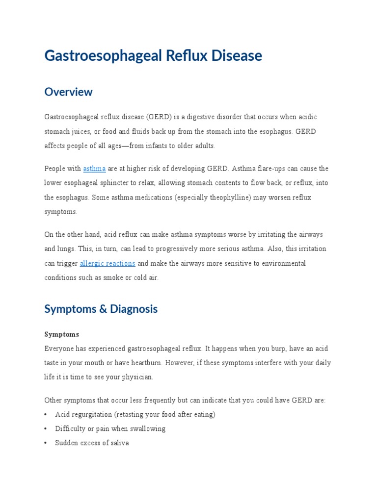 GERD and Asthma: Management Strategies | PDF | Gastroesophageal Reflux ...