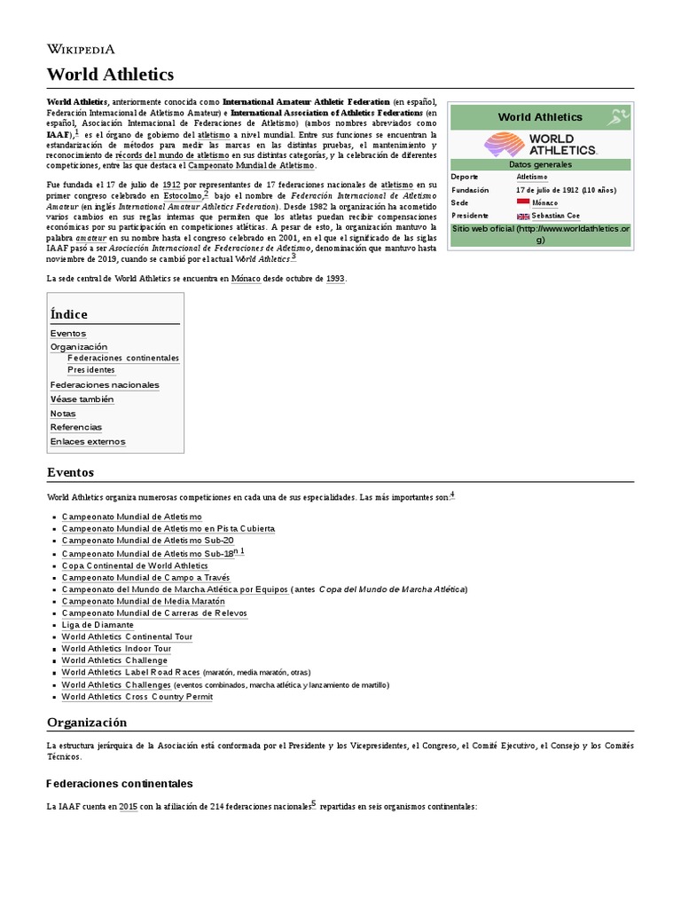 World Athletics | PDF | Deportes individuales | Deporte del atletismo