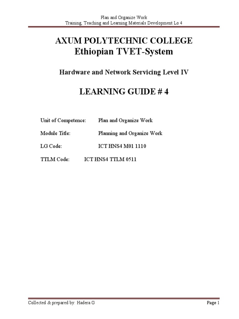 Plan And Organize Work Pdf