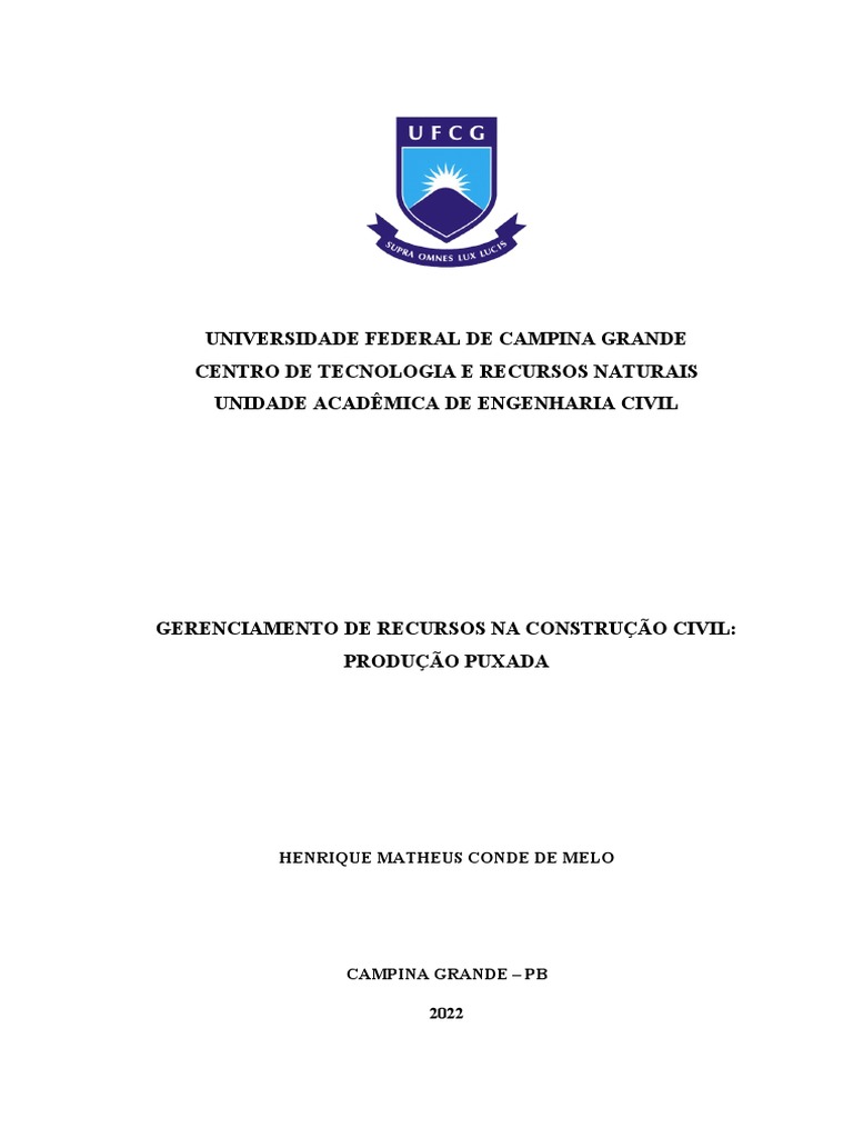TCC - Ufcg | PDF | Fabricação enxuta | Engenharia Civil
