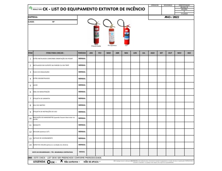Cópia de RG-EQ-14 Check List de Extintor de Incêncio | PDF