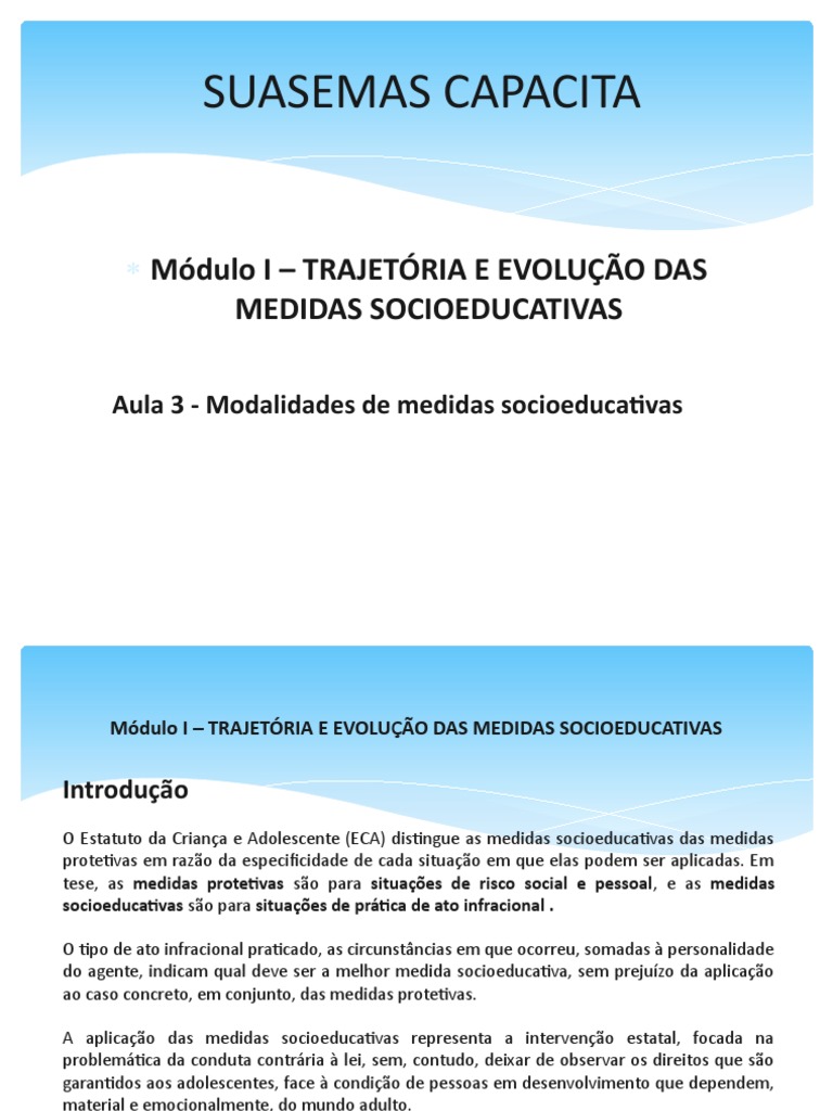 Modalidades de Medidas Socioeducativas | PDF | Adolescência | Família