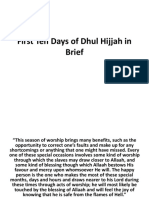 First Ten Days of Dhul Hijjah in Brief