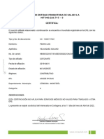 Coosalud Entidad Promotora de Salud S.A NIT 900.226.715 - 3 Certifica