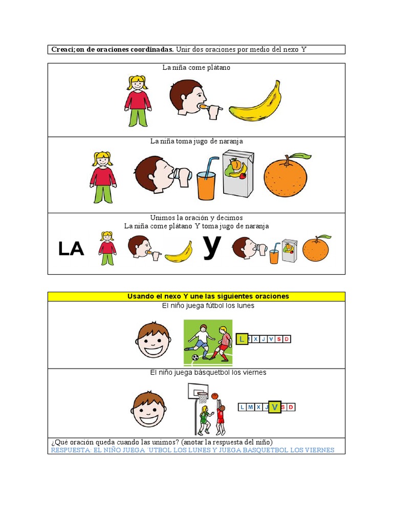 Creación de oraciones con "y" | PDF | Cocina, comidas y vino | Artes ...