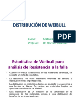 Distribución de Weibull para análisis de resistencia a falla en materiales cerámicos