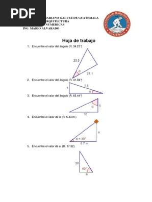 Hojas De Trabajo De Trigonometría De Triángulos