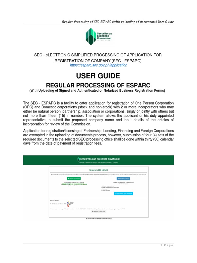 SEC-ESPARC Registration User Guide | PDF | Verification And Validation ...