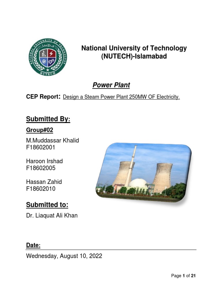 Steam Power Plant Design Report | PDF | Applied And Interdisciplinary ...