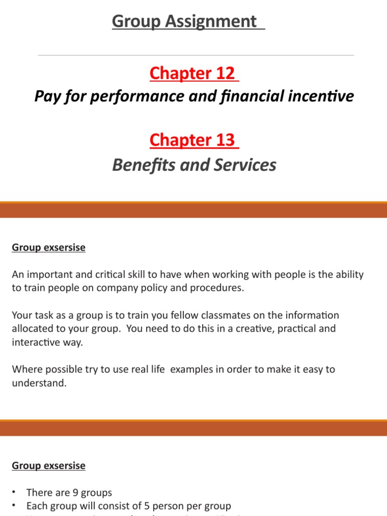 Group assignment pay for performance and financial incentive pdf