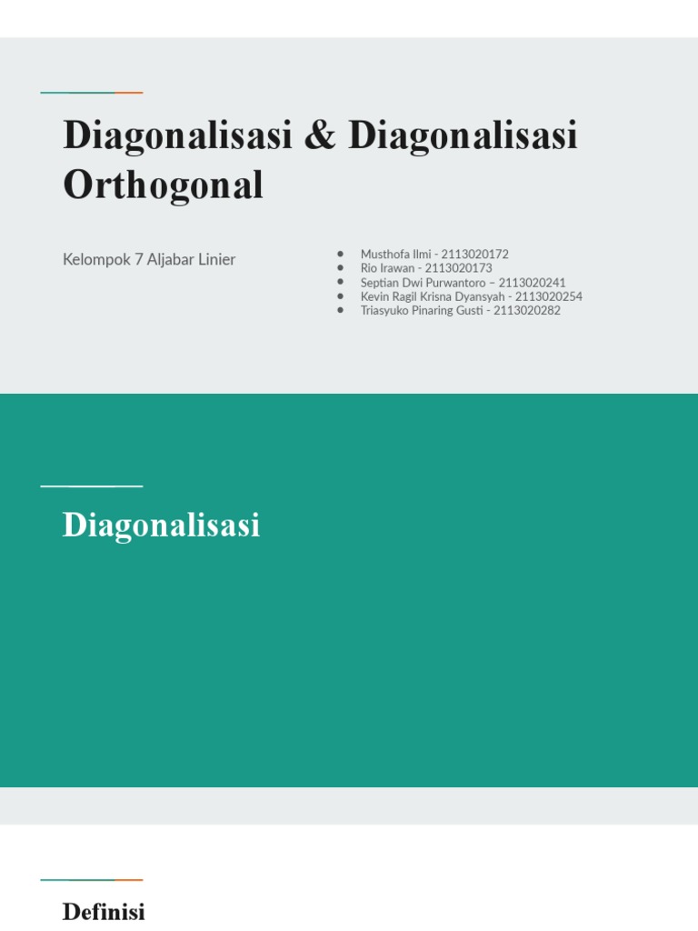Diagonalisasi dan Diagonalisasi Orthogonal | PDF | Metode & Bahan Ajar