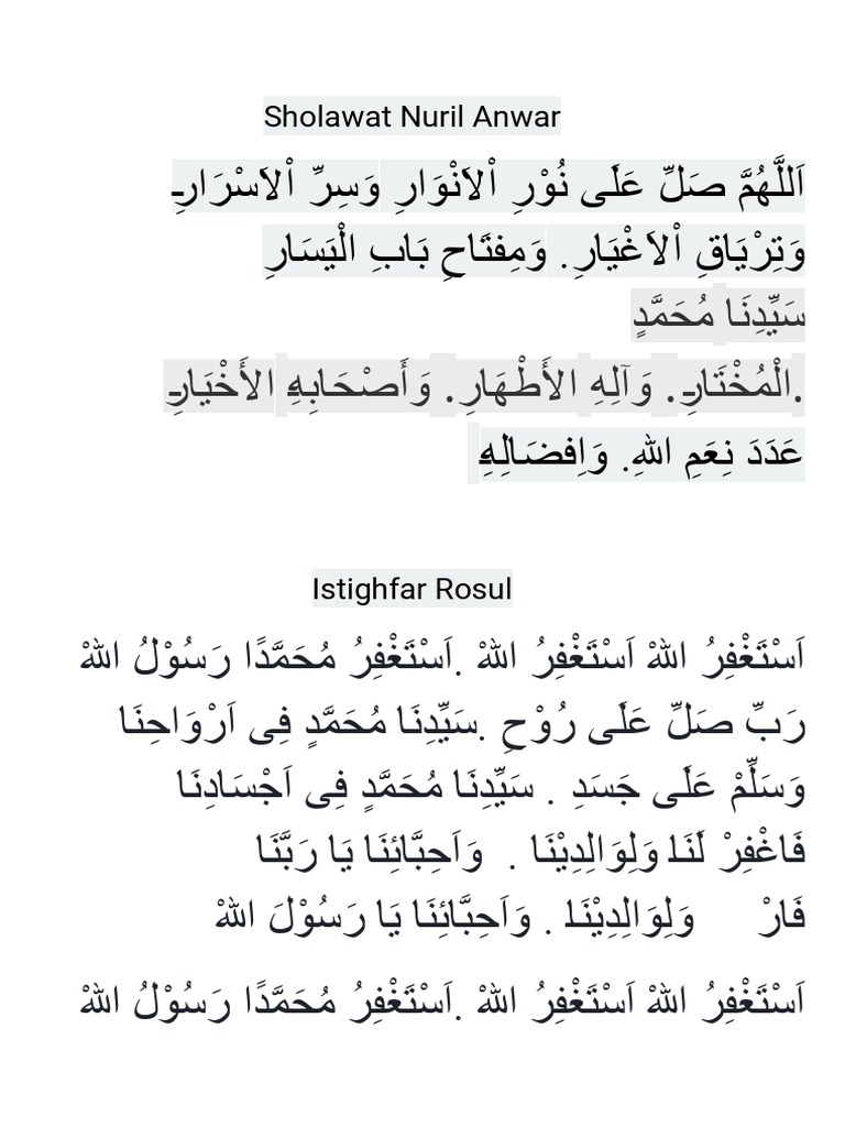 Sholawat Nuril Anwar | PDF
