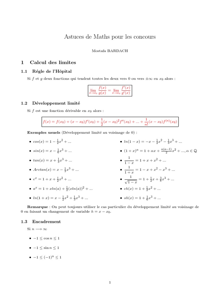 Astuces Maths pour Concours Médecine | PDF | Concepts mathématiques ...