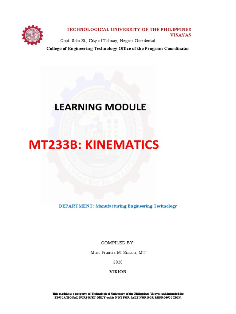 Kinematics Learning Module | PDF | Acceleration | Machines