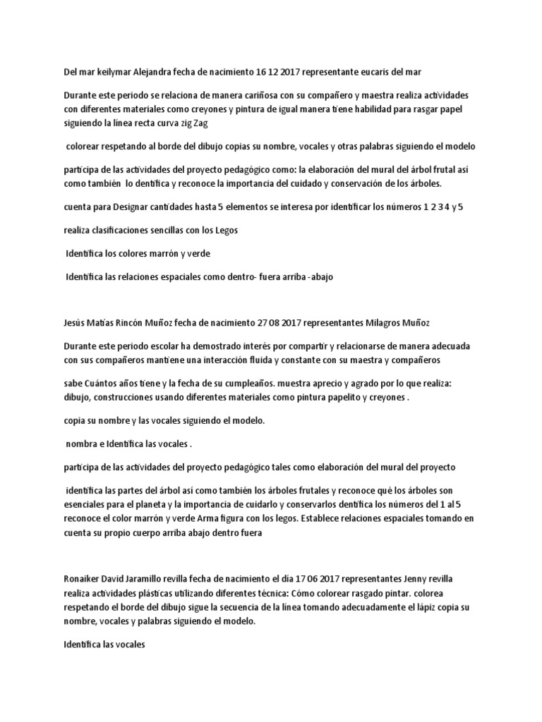 Informe de Progreso Preescolar | PDF | Dibujo