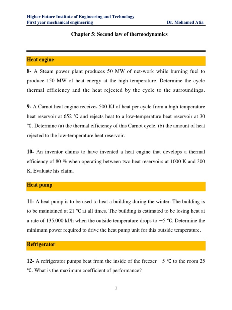 Solving Problems Involving Heat Engines, Heat Pumps, and Refrigerators Using the Second Law of