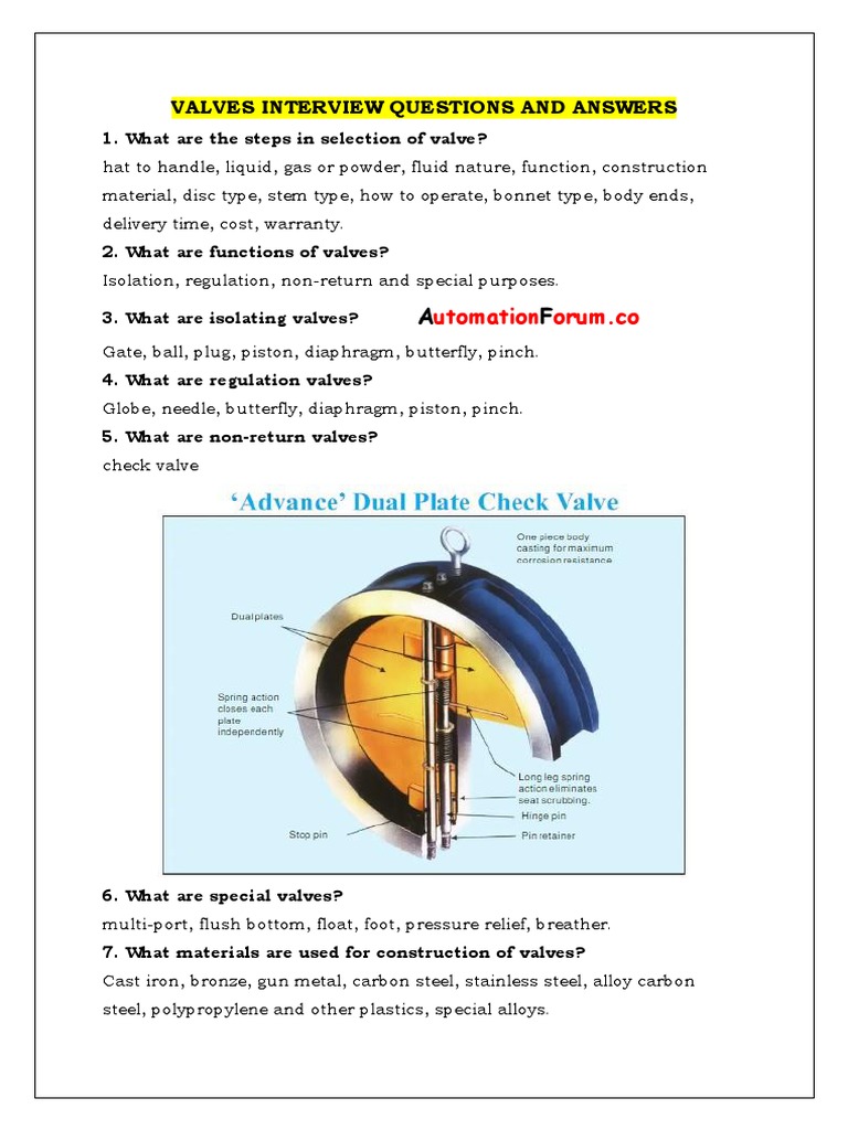 Valves Interview Questions and Answers Utomation Orum Co PDF