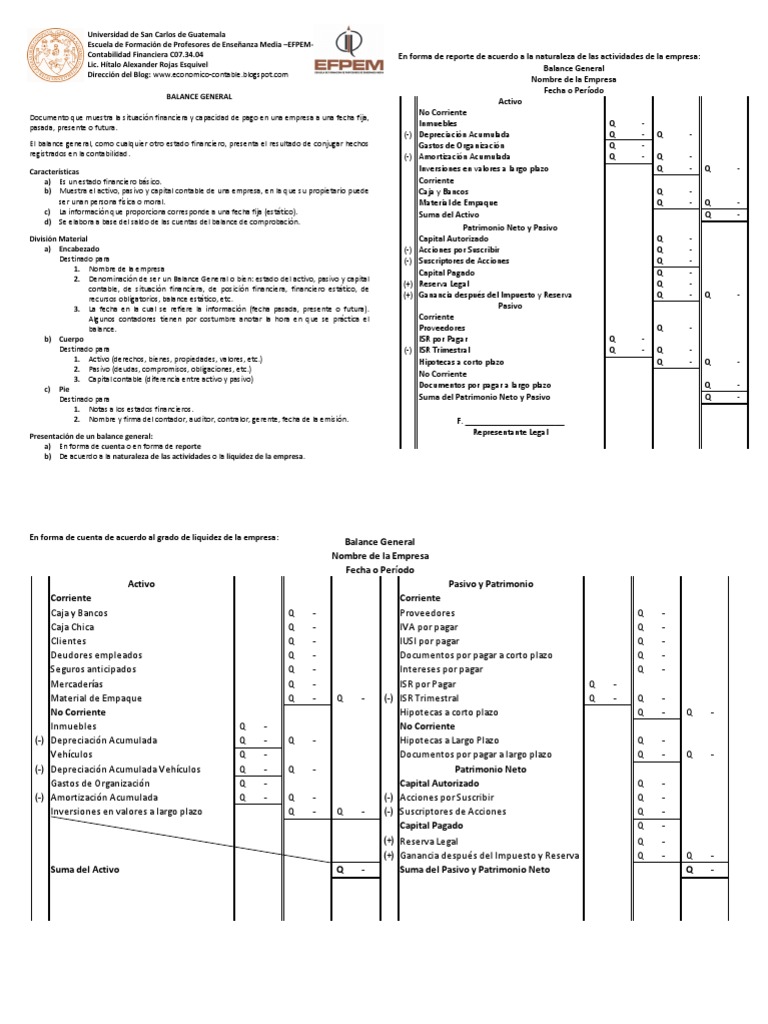 Balance General NUEVO | PDF | Contabilidad | Hoja de balance