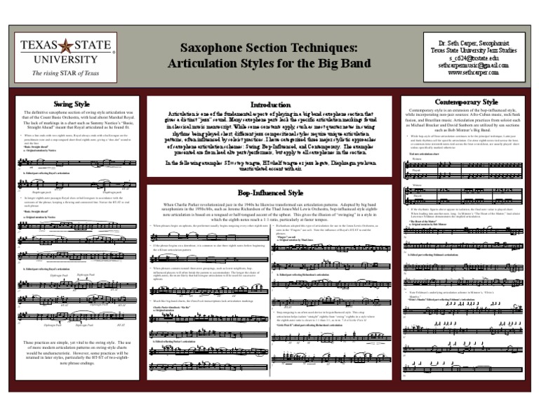 Articulation Poster Presentation2 PDF Saxophone Jazz