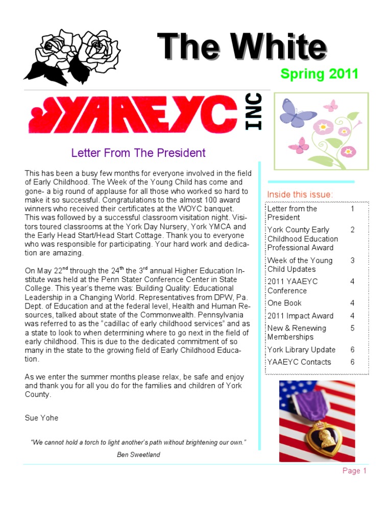 YAAEYC Spring Newsletter 2011 | PDF | Early Childhood Education | Preschool