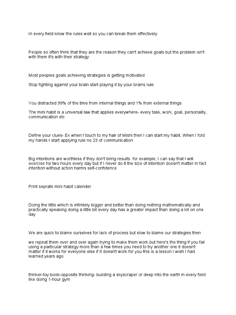 Mini Habits Pdf Habits Self Management