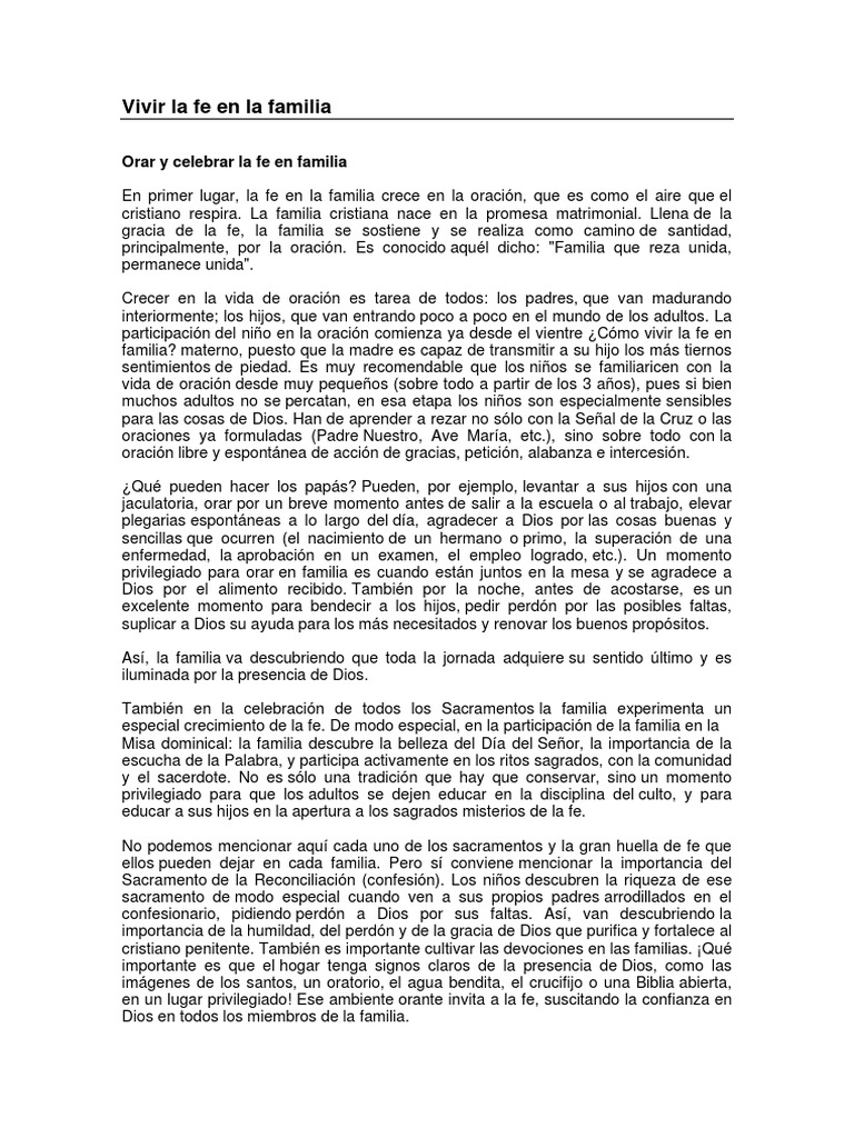 Oración y fe en la familia cristiana | PDF | Oración | Fe