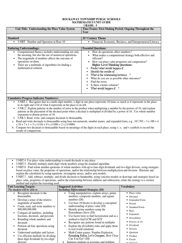 Math Grade 5 (PDFDrive) | PDF | Numbers | Decimal