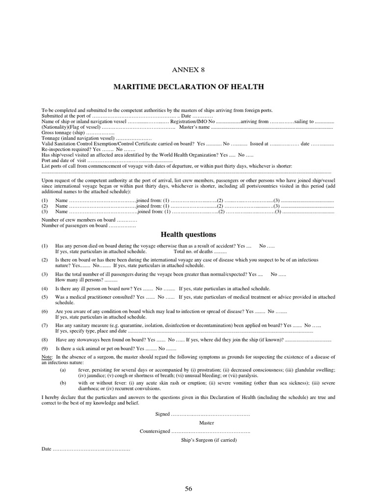 Maritime Declaration of Health Mesaieed and Ras Laffan Port PDF